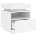 ZNTS Bedside Cabinet with LED Lights White 40x39x48.5 cm 836784