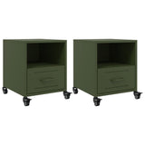 ZNTS Bedside Cabinets 2 pcs Olive Green 36x39x43.5 cm Steel 846713