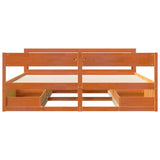 Bed Frame without Mattress Wax Brown 180x200 cm Super King Size Solid Wood Pine 3306374