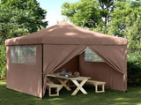 Foldable Party Tent Pop-Up with 4 Sidewalls Brown 4004932