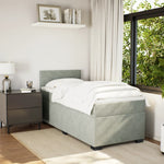 ZNTS Box Spring Bed with Mattress Light Grey 90x200 cm Velvet 3286204
