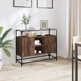 Sideboard with Glass Top Brown Oak 98x35x81 cm Engineered Wood 846073