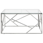 ZNTS Coffee Table Silver Stainless Steel and Tempered Glass 349953