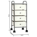 4-Drawer Mobile Storage Trolley White Plastic 320399