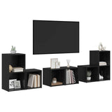 TV Cabinet Set Wall-mounted 6 pcs Black Oak Engineered Wood 3393163