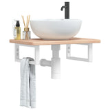 Basin Shelf Wall Mounted Steel and Solid Wood Oak 3302332