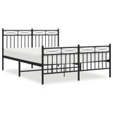 Metal Bed Frame without Mattress with Footboard Black 140x190cm 373709