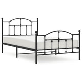 Metal Bed Frame without Mattress with Footboard Black 107x203cm 353453