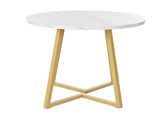 Modern metal frame marble pattern round coffee table with gold stand, suitable for N639P212599G