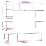 8 Piece TV Cabinet Set Sonoma Oak Engineered Wood 3114408