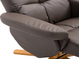 Recliner Armchair, Swivel Reclining Chair With Ottoman, Swivel Faux Leather Chair with Wooden Base T3398P328110