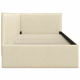 Corner Bed Frame with Headboard Cream 80 x 200 cm Fabric 42016453