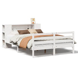 Bookcase Bed without Mattress White 150x200 cm King Size Solid Wood Pine 3321855
