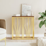 Console Table Gold Stainless Steel and Solid Wood Reclaimed 350038