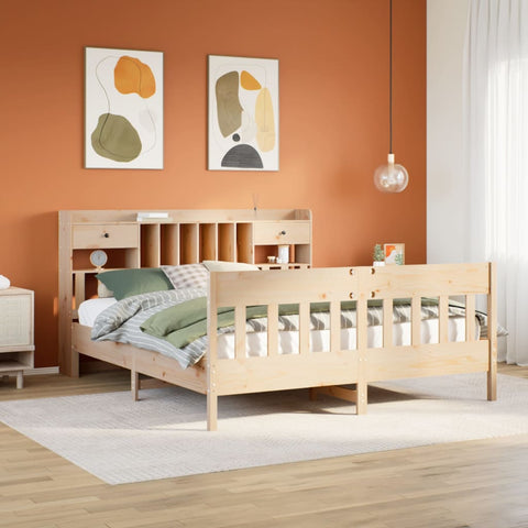 ZNTS Bed Frame without Mattress 180x200 cm Super King Solid Wood Pine 3323251