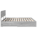 Bed Frame with Drawer Grey Sonoma 200 x 200 cm Engineered Wood 3412337