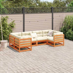 ZNTS 6 Piece Garden Sofa Set Wax Brown Solid Wood Pine 3299604