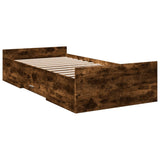 Bed Frame with Drawers without Mattress Smoked Oak 75x190 cm Small Single 3280353