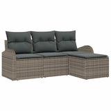 Sofa Set with Cushion with Storage 4 pcs Grey Poly Rattan 3354658