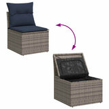 9 Piece Garden Sofa Set with Cushions Grey Poly Rattan 3327841