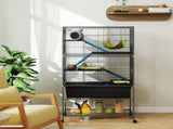 5 Levels Rolling Small Animal Cage with Non Slip Ramps, Slide Out 16cm Deep Tray, 88 x 48 x 150.5cm, T3398P350104