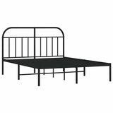 Metal Bed Frame without Mattress with Headboard Black 150x200cm 353637