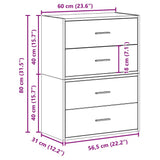 Cabinets with 2 Drawers 2 pcs Smoked Oak 60x31x40 cm Engineered Wood 858830