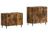 2 Piece Bathroom Cabinet Set HAARLEM Smoked Oak Engineered Wood 3417617