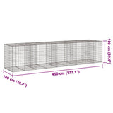 Gabion Basket with Cover 450x100x100 cm Galvanised Iron 3295197