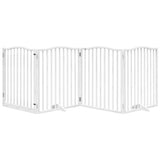 Dog Gate with Door Foldable 4 Panels White 320 cm Poplar Wood 352219