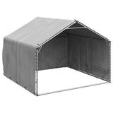 Outdoor Dog Kennel with Cover 2x2x1.5 m Galvanised Steel 4105408