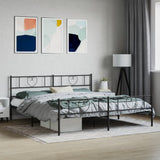 Metal Bed Frame without Mattress with Footboard Black 180x200cm 355485