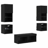 TV Wall Units 8 pcs Black Oak Engineered Wood 3402922
