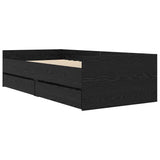 Bed Frame with Drawer Black Oak 100 x 200 cm Solid Pine Wood 3403203