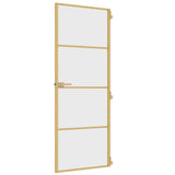 Interior Door Slim Golden 76x201.5 cm Tempered Glass and Aluminium 155132