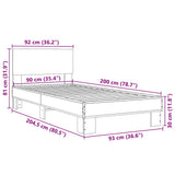 Bed Frame without Mattress Brown Oak 90x200 cm 845811