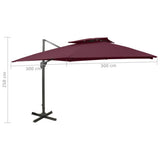 Cantilever Garden Parasol with Double Top 300x300 cm Bordeaux Red 312380