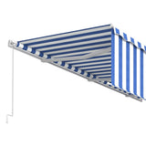 Manual Retractable Awning with Blind 6x3m Blue&White 3069356