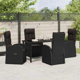 Garden Dining Set with Cushion 5 pcs Black Poly Rattan 3379522