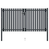 Double Door Fence Gate Steel 300x175 cm Anthracite 146354
