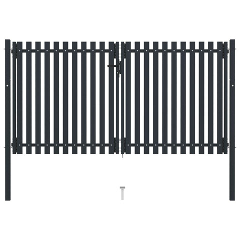 Double Door Fence Gate Steel 300x175 cm Anthracite 146354
