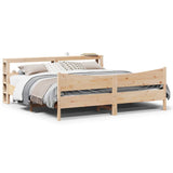 ZNTS Bed Frame with Headboard 180x200 cm Super King Solid Wood Pine 3306294