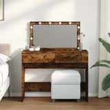 Dressing Table with LED Smoked Oak 100x40x120 cm 848210