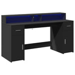 Desk with LED Lights Black 160x55x91 cm Engineered Wood 3309430