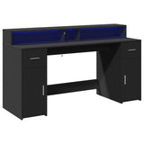Desk with LED Lights Black 160x55x91 cm Engineered Wood 3309430