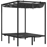 Sun Lounger With Curtains Anthracite Powder-coated steel, fabric 313930