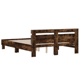 Bed Frame Smoked oak Engineered wood Double Bed Frame 3207564