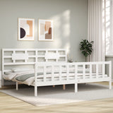 Bed Frame without Mattress White 200x200 cm Solid Wood Pine 3192577