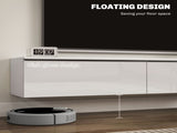 160cm High Gloss Floating TV Unit Stand for TVs up to 70", Wall Mounted TV Cabinet with Storage T3398P341274
