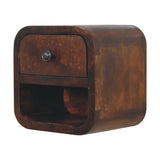 Extra Mini Curved Chestnut Bedside with Open Slot IN3891